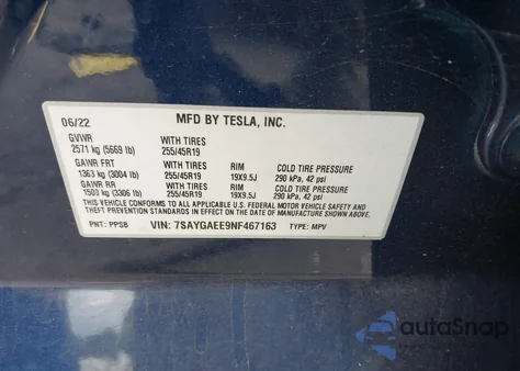 2022 Tesla Model Y Long Range Dual Motor All-Wheel Drive из США, поврежденный, VIN 7SAYGAEE9NF467163